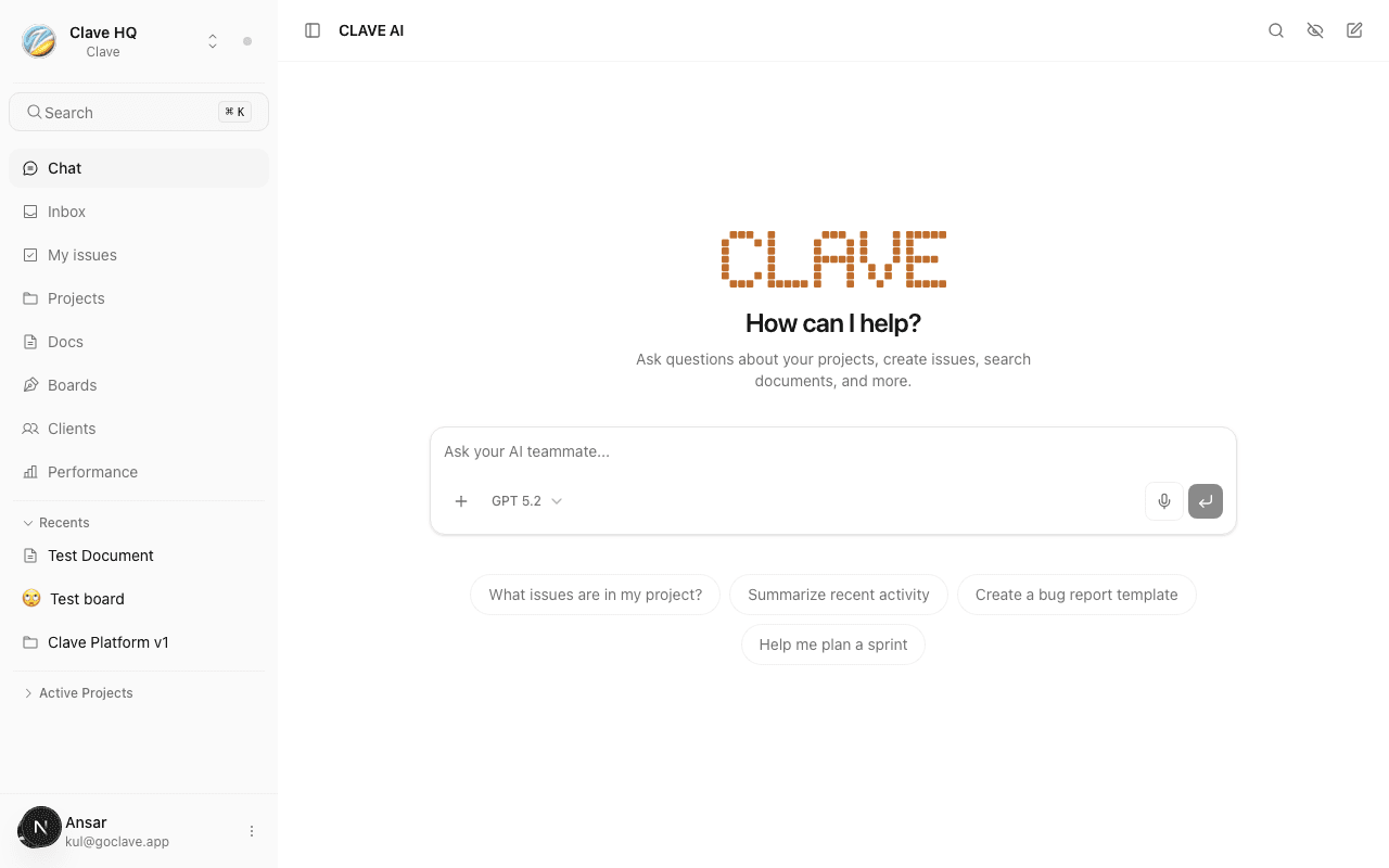 AI chat welcome screen