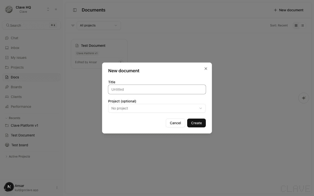 Creating a new document