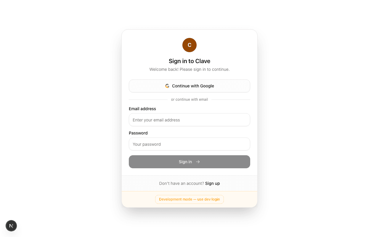 Sign-in page